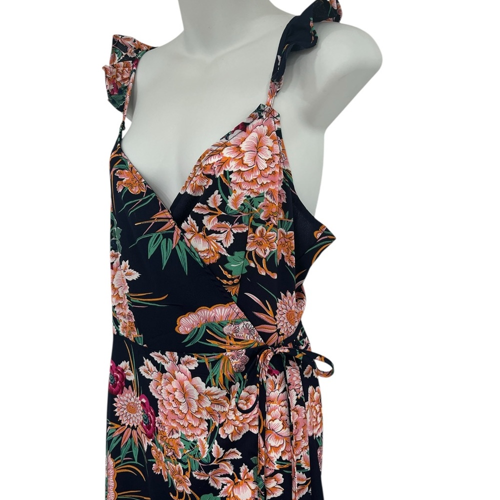 Floral Wrap Long Dress - Black and Pink Sleeveless Summer Dress by Pink Lily